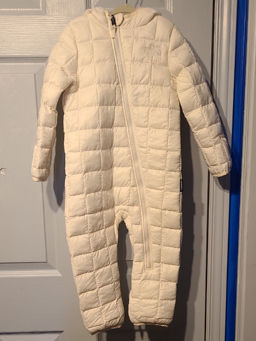 The North Face Cream Quilted Hooded Kids One-Piece Footie